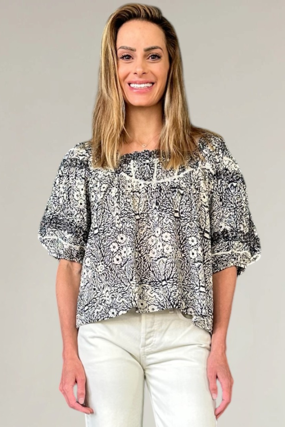 Sea New York Katrine Print Puff Sleeve Blouse - The Posh Peacock