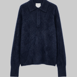 Gauzed Cashmere Polo Sweater