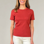 Veronica Beard Pruitt Red Ribbed Tee - The Posh Peacock