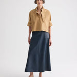 A-Line Leather Skirt with Seams - TWP