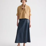 A-Line Leather Skirt with Seams - TWP