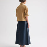 A-Line Leather Skirt with Seams - TWP