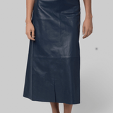 A-Line Leather Skirt with Seams - TWP