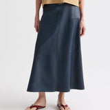 A-Line Leather Skirt with Seams - TWP