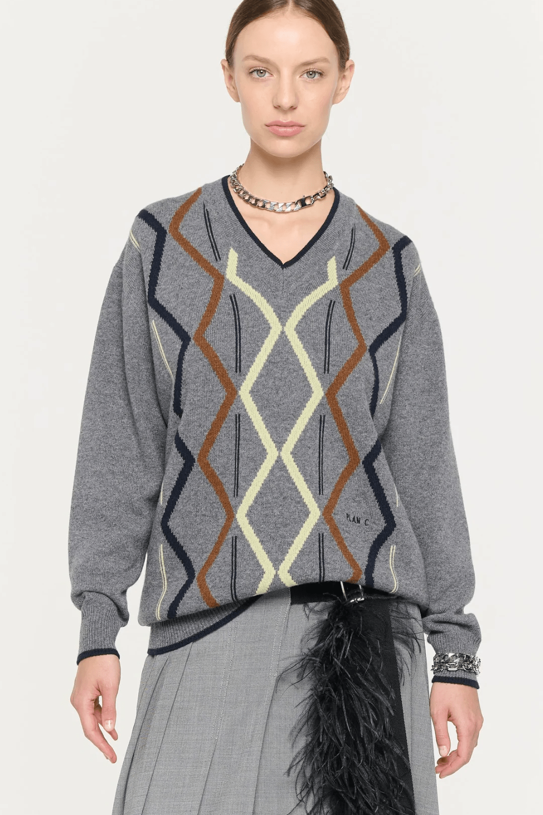 Argyle V - Neck Sweater - Plan C