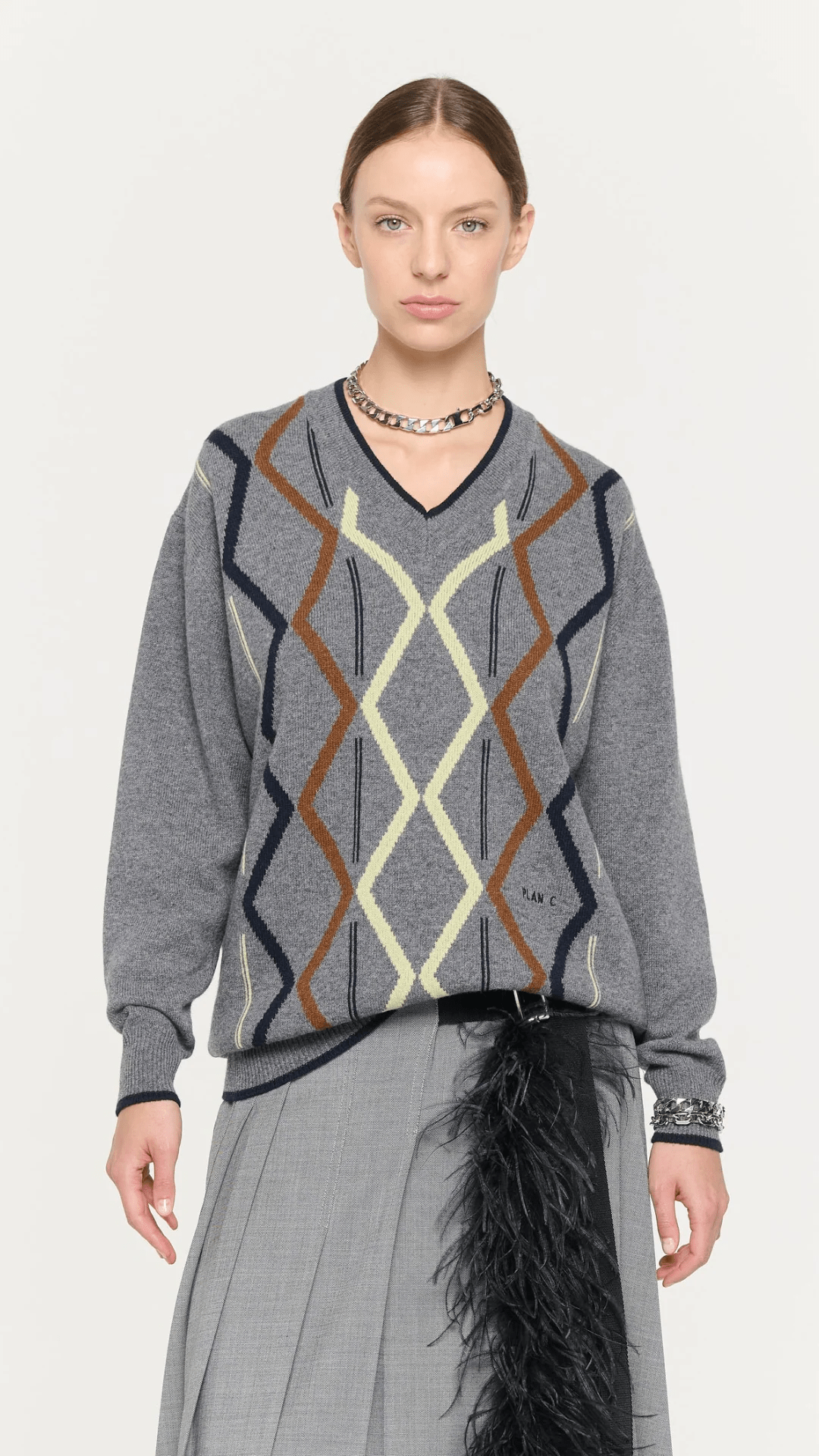 Argyle V - Neck Sweater - Plan C