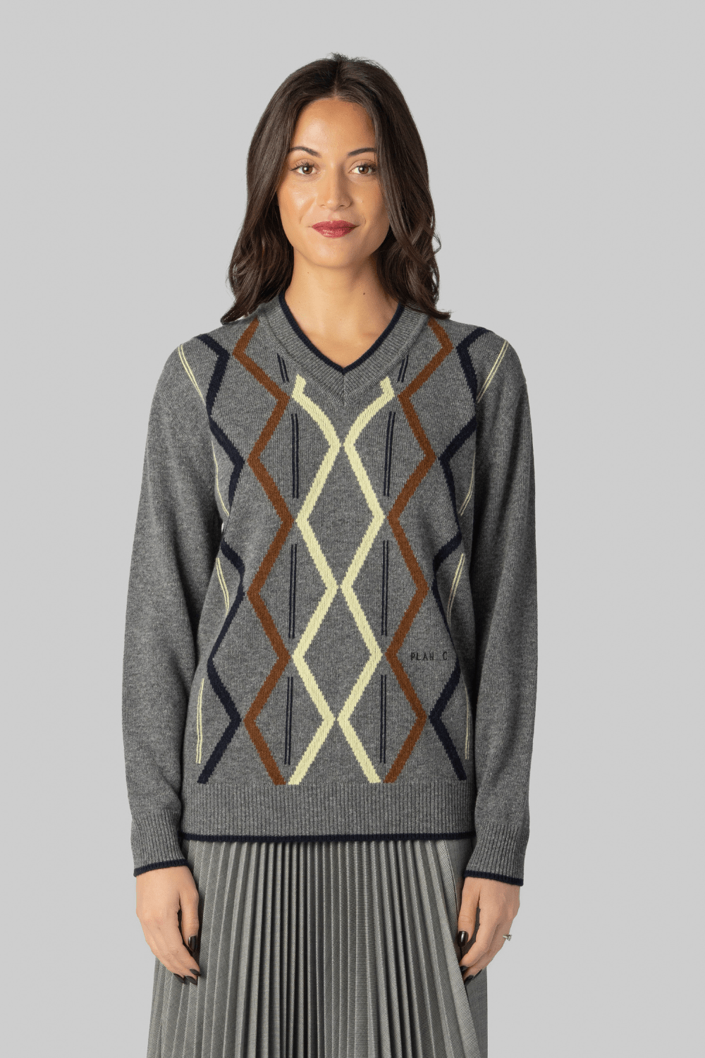 Argyle V - Neck Sweater - Plan C