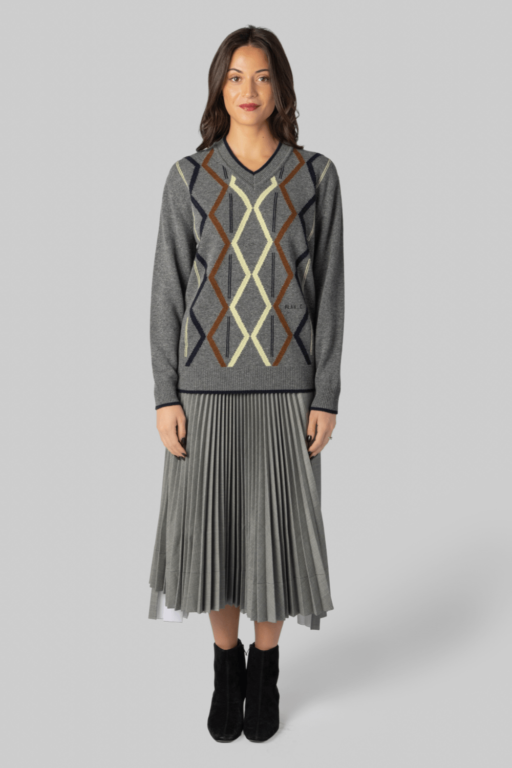 Argyle V - Neck Sweater - Plan C