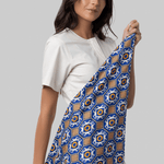 Carre Scarf Blue Geometric Print Scarf - La Prestic Ouiston