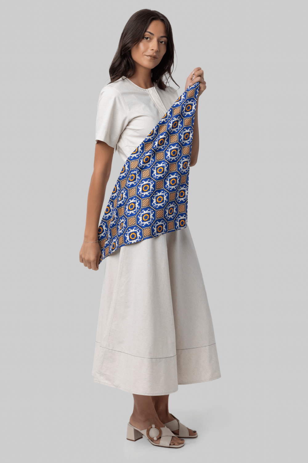 Carre Scarf Blue Geometric Print Scarf - La Prestic Ouiston