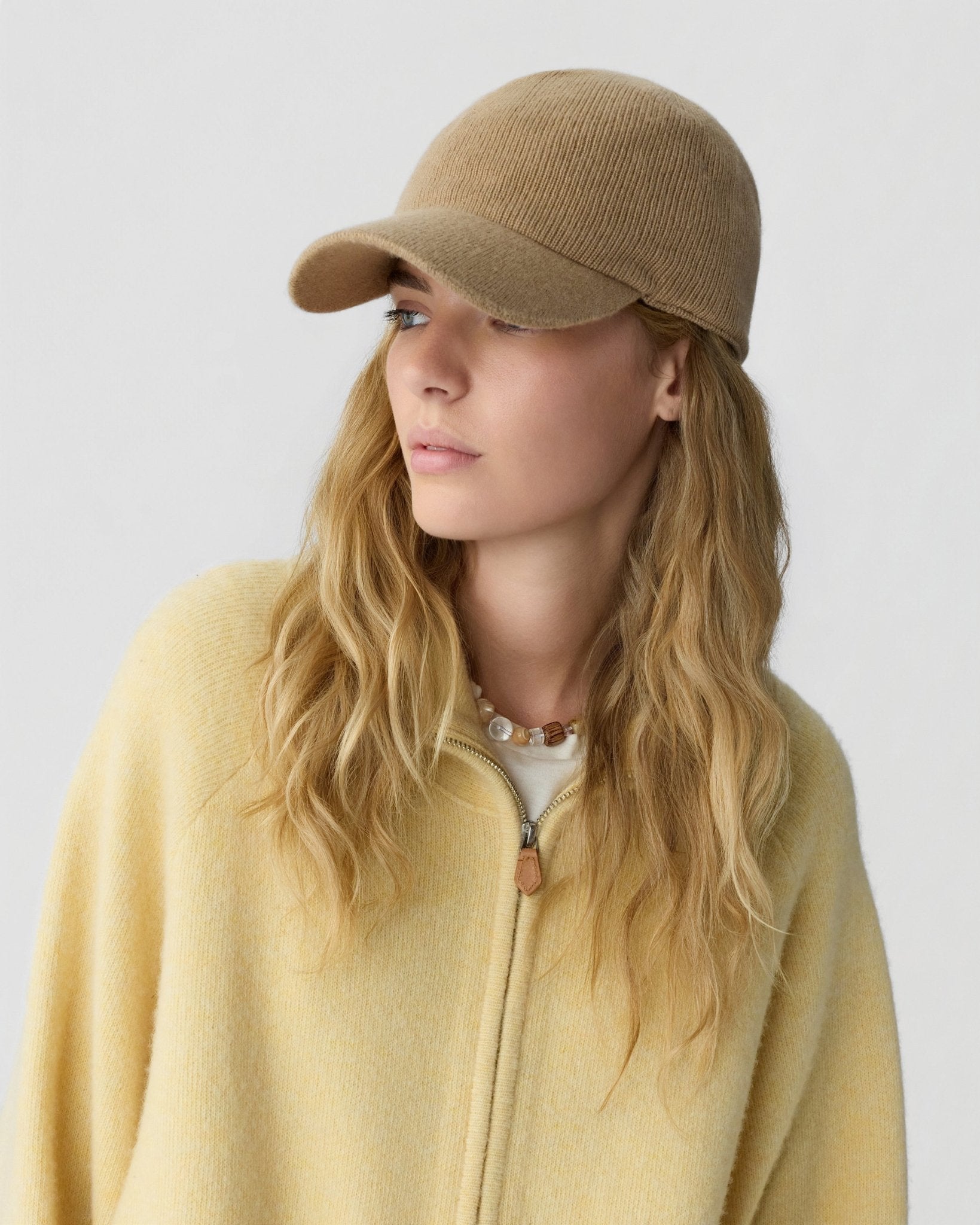 Cashmere Baseball Cap in Camel/Butter - Guest In Residence