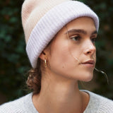 Cashmere Colorblock Beanie - White + Warren