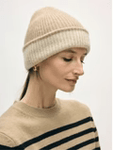 Cashmere Colorblock Beanie - White + Warren