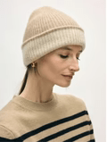 Cashmere Colorblock Beanie - White + Warren