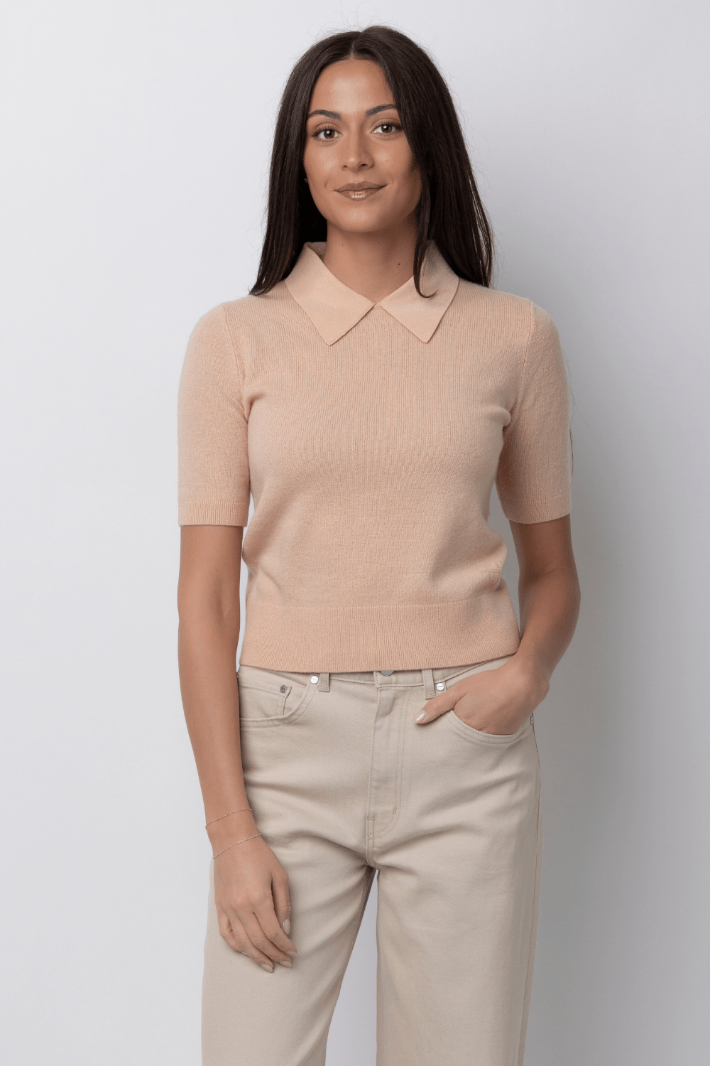 Cashmere Gauze Short Sleeved Polo Shirt - Forte Forte