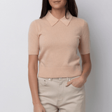 Cashmere Gauze Short Sleeved Polo Shirt - Forte Forte