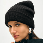 Cashmere Ribbed Beanie - White + Warren
