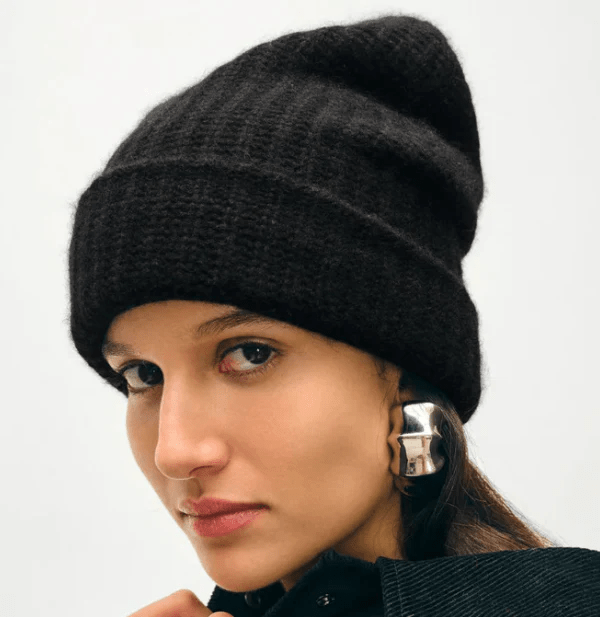 Cashmere Ribbed Beanie - White + Warren