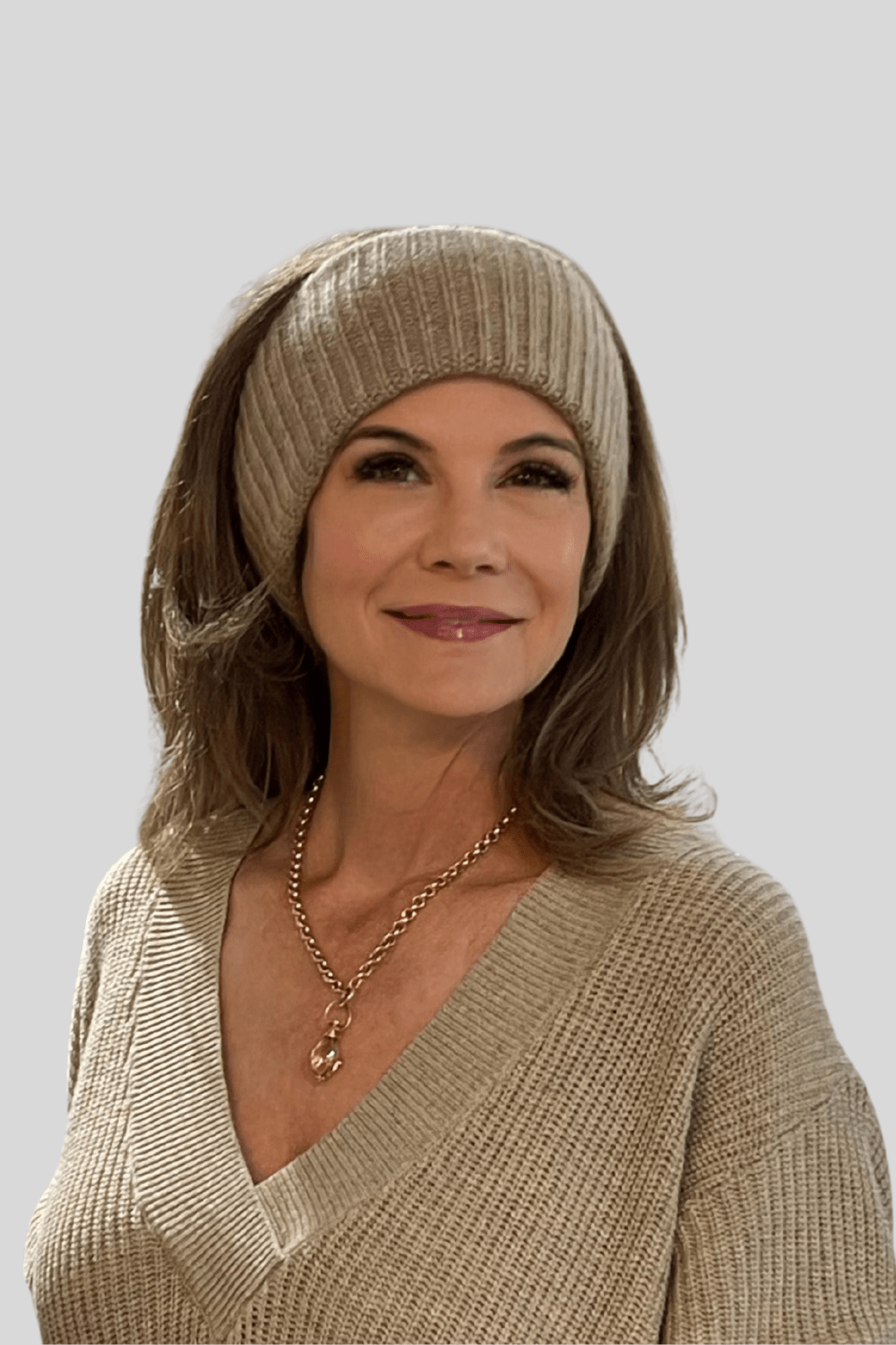 Cashmere Ribbed Headband - White + Warren