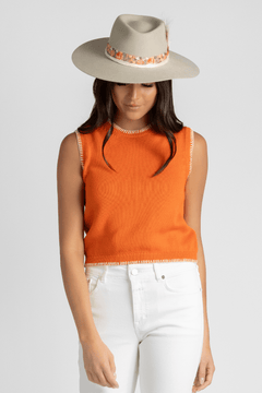 Cotton Knit Trim Top - White + Warren