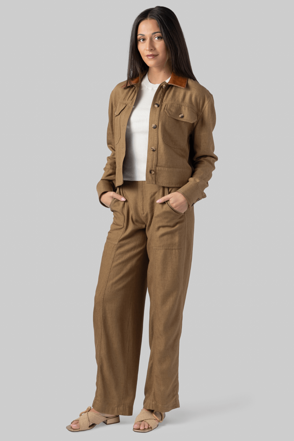 Derby Linen Cropped Utility Jacket - Simkhai