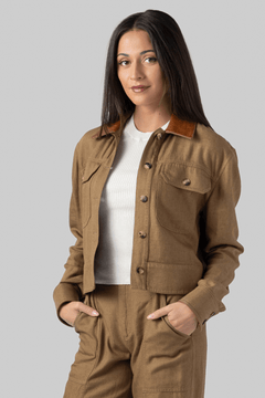 Derby Linen Cropped Utility Jacket - Simkhai