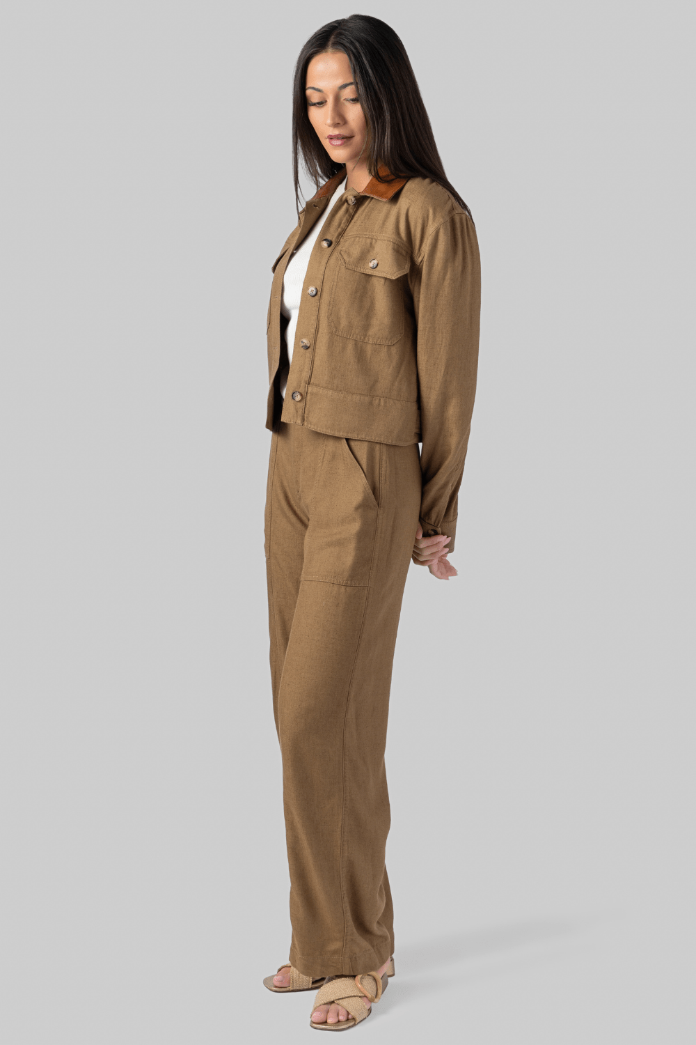 Derby Linen Cropped Utility Jacket - Simkhai