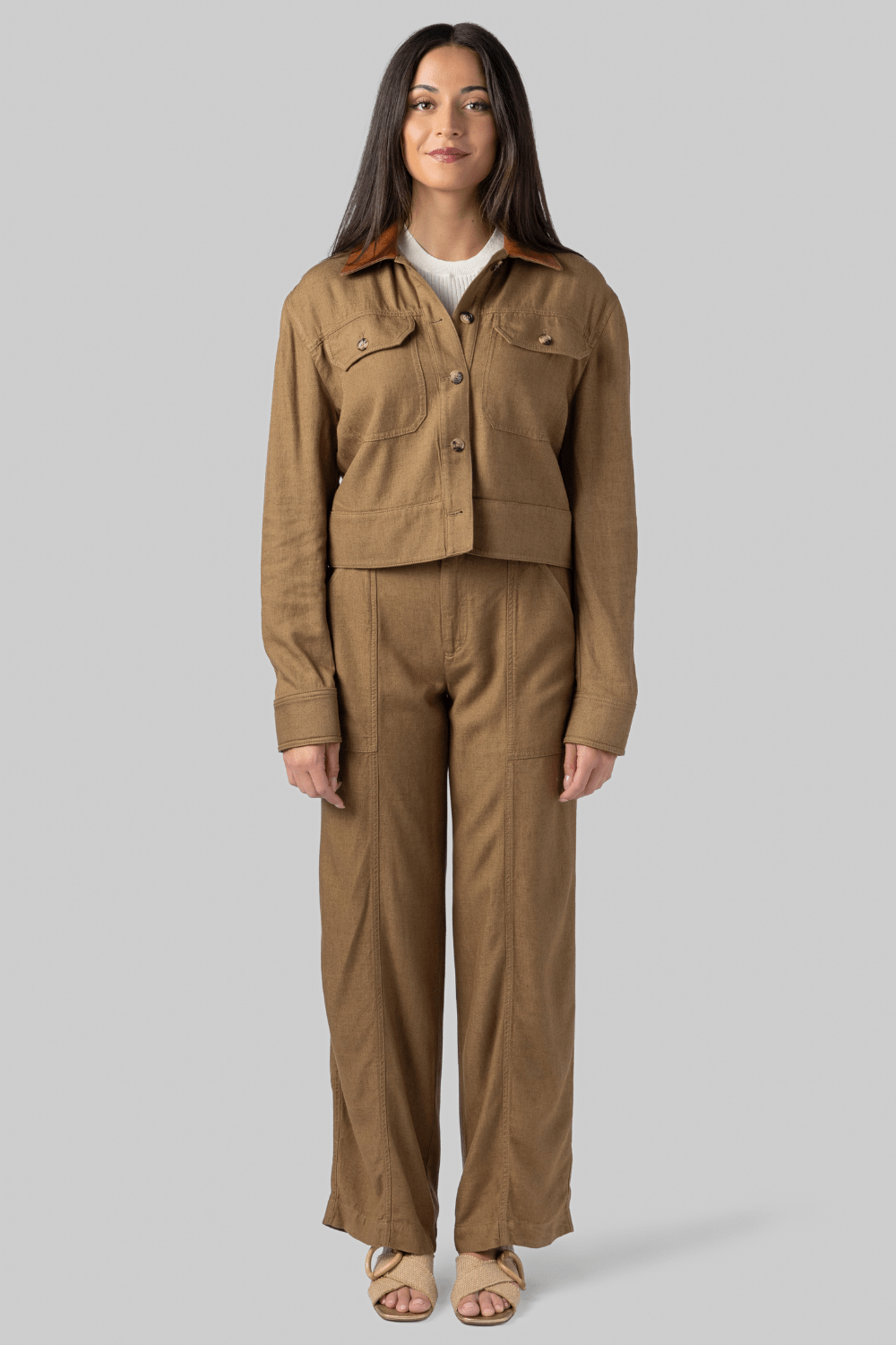 Derby Linen Cropped Utility Jacket - Simkhai