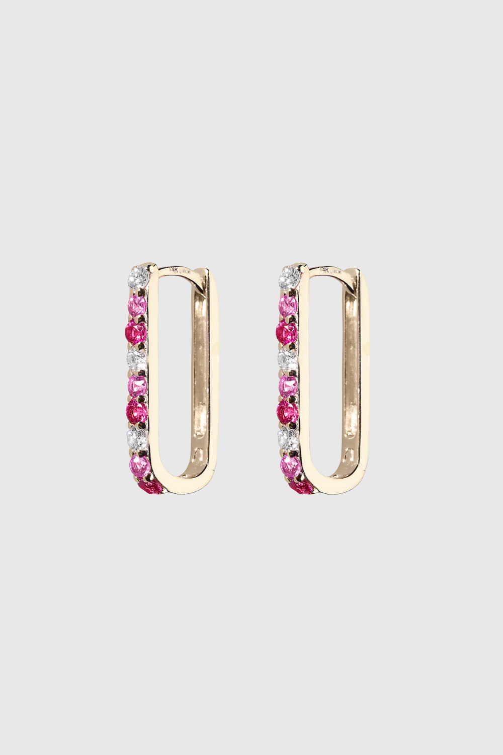 Diamond/Pink Sapphire/Ruby Small Paperclip Hoop Earrings - Lee Jones Collection