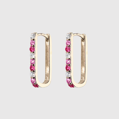 Diamond/Pink Sapphire/Ruby Small Paperclip Hoop Earrings - Lee Jones Collection
