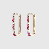 Diamond/Pink Sapphire/Ruby Small Paperclip Hoop Earrings - Lee Jones Collection