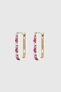 Diamond/Pink Sapphire/Ruby Small Paperclip Hoop Earrings - Lee Jones Collection