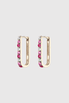 Diamond/Pink Sapphire/Ruby Small Paperclip Hoop Earrings - Lee Jones Collection