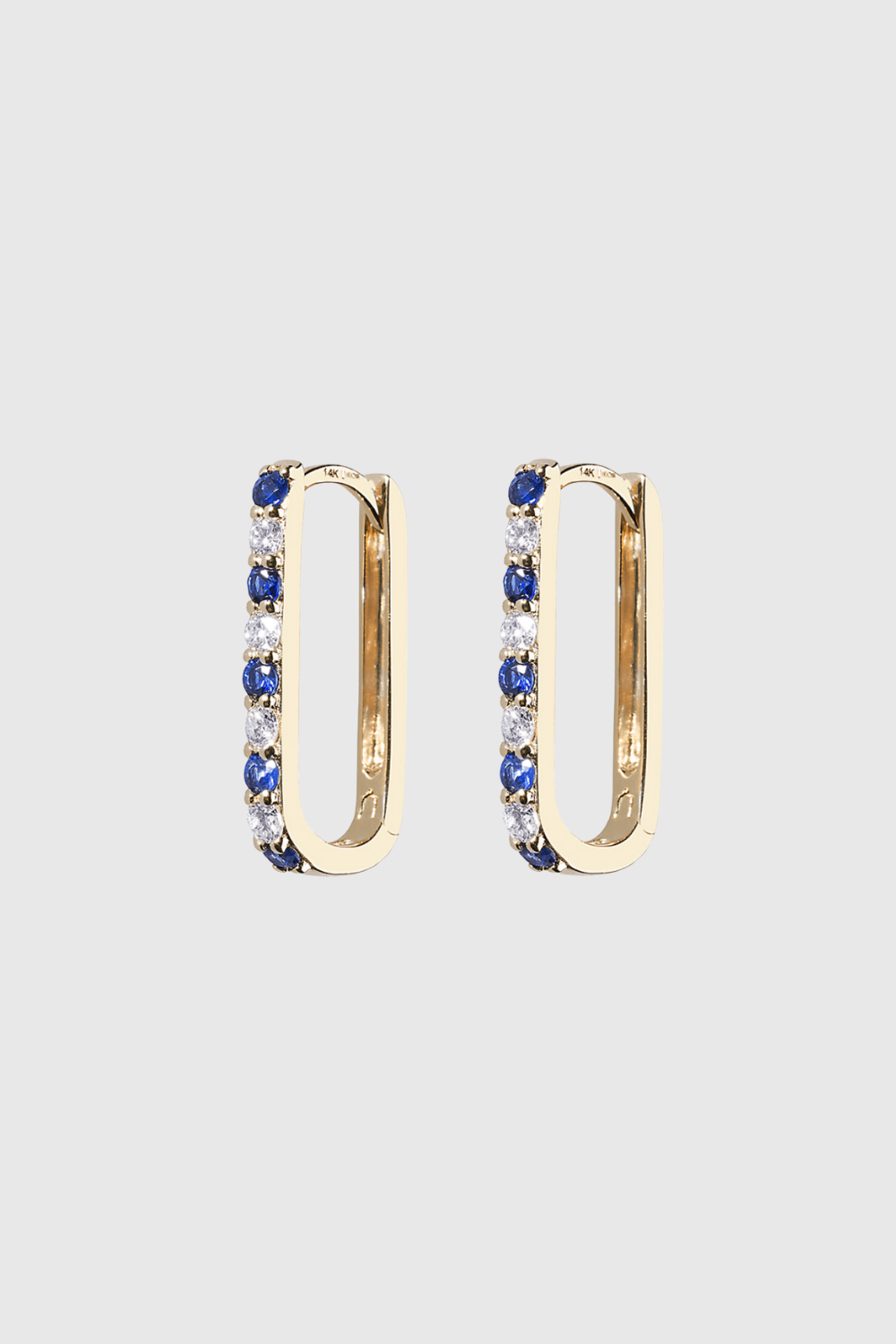 Diamond/Sapphire Small Paperclip Hoop Earrings - Lee Jones Collection