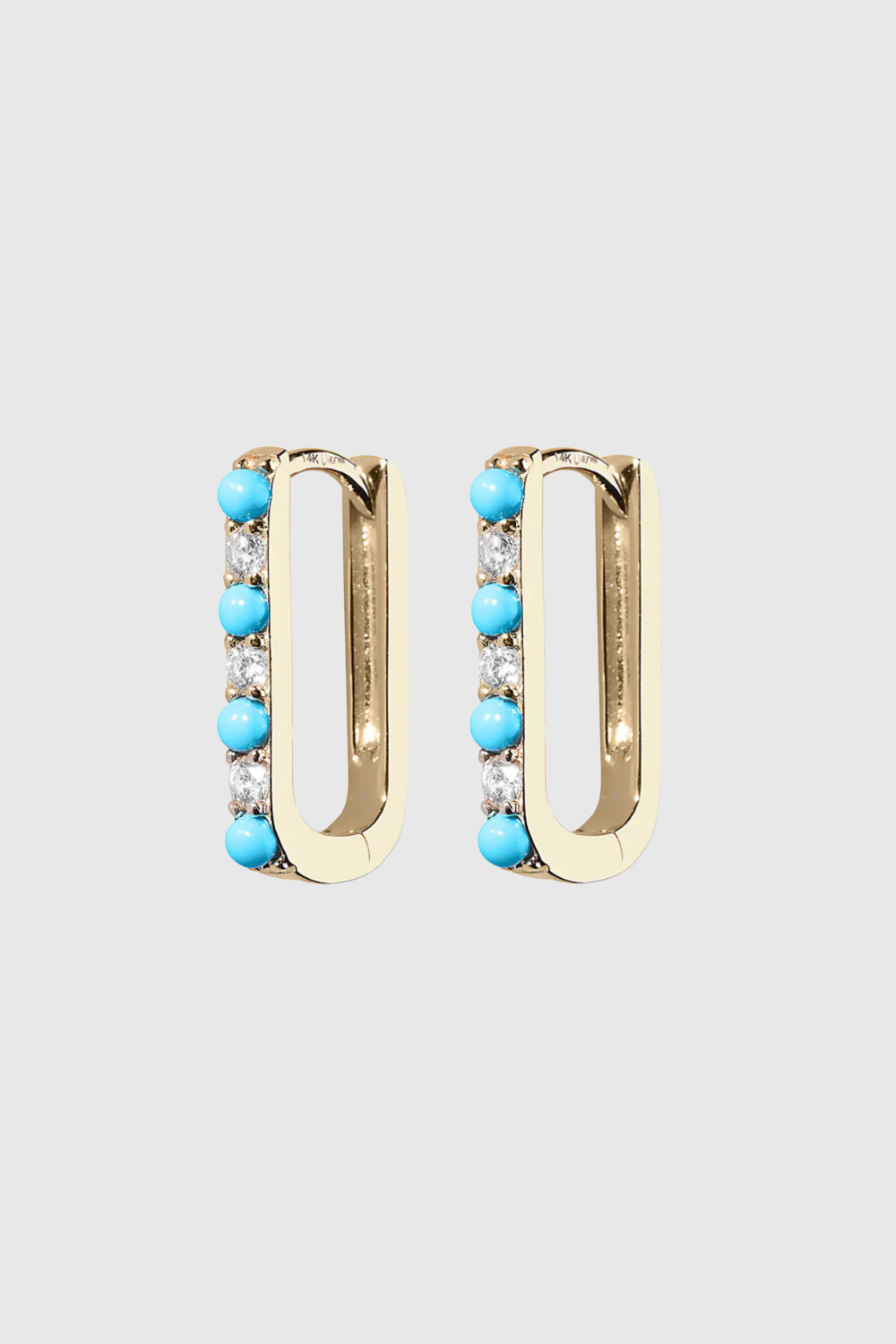 Diamond/Turquoise Small Paperclip Earrings - Lee Jones Collection