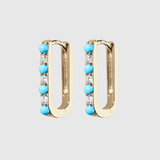Diamond/Turquoise Small Paperclip Earrings - Lee Jones Collection