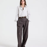 Double Layer Boyfriend Shirt in Coffee - TWP