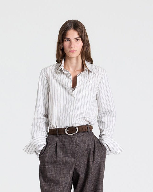 Double Layer Boyfriend Shirt in Coffee - TWP