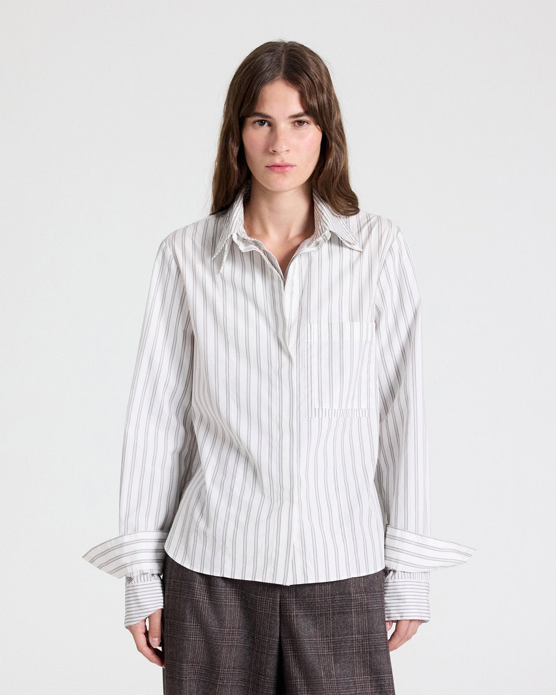 Double Layer Boyfriend Shirt in Coffee - TWP