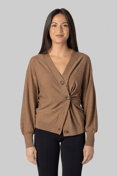 トップス plume nuance cardigan Cotton Notch Lapel Cardigan Sweater - Black – Paul Fredrick