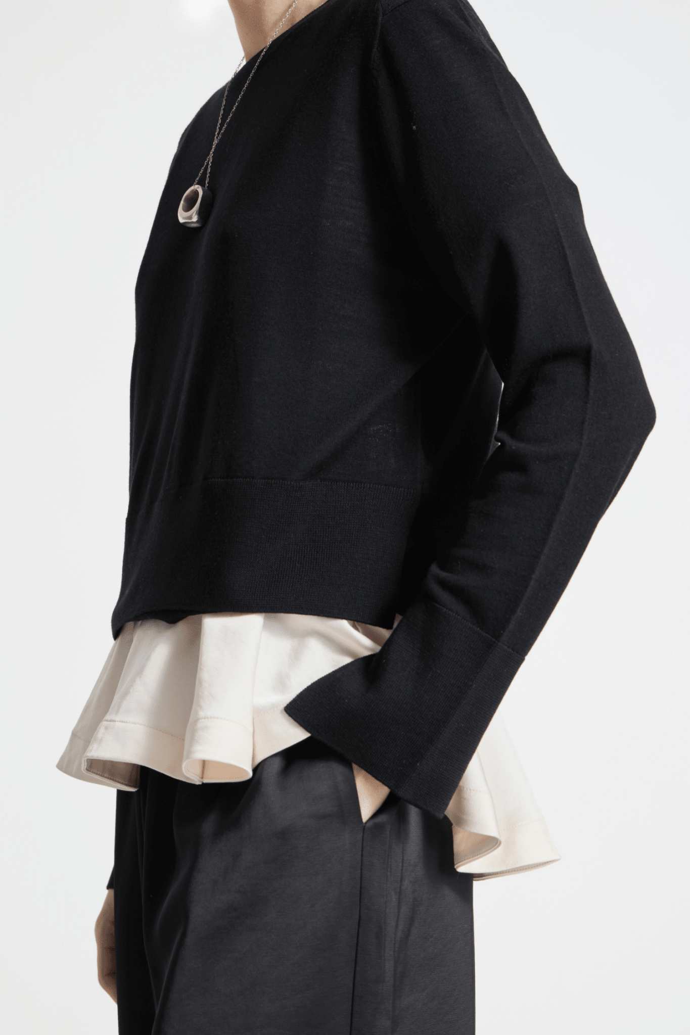Elodie Layered Crewneck Knit in Black - Saint Art