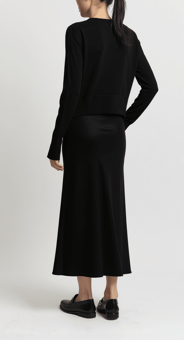Elodie Layered Crewneck Knit in Black - Saint Art