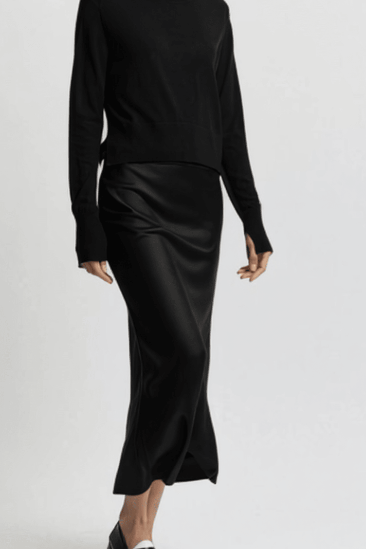 Elodie Layered Crewneck Knit in Black - Saint Art