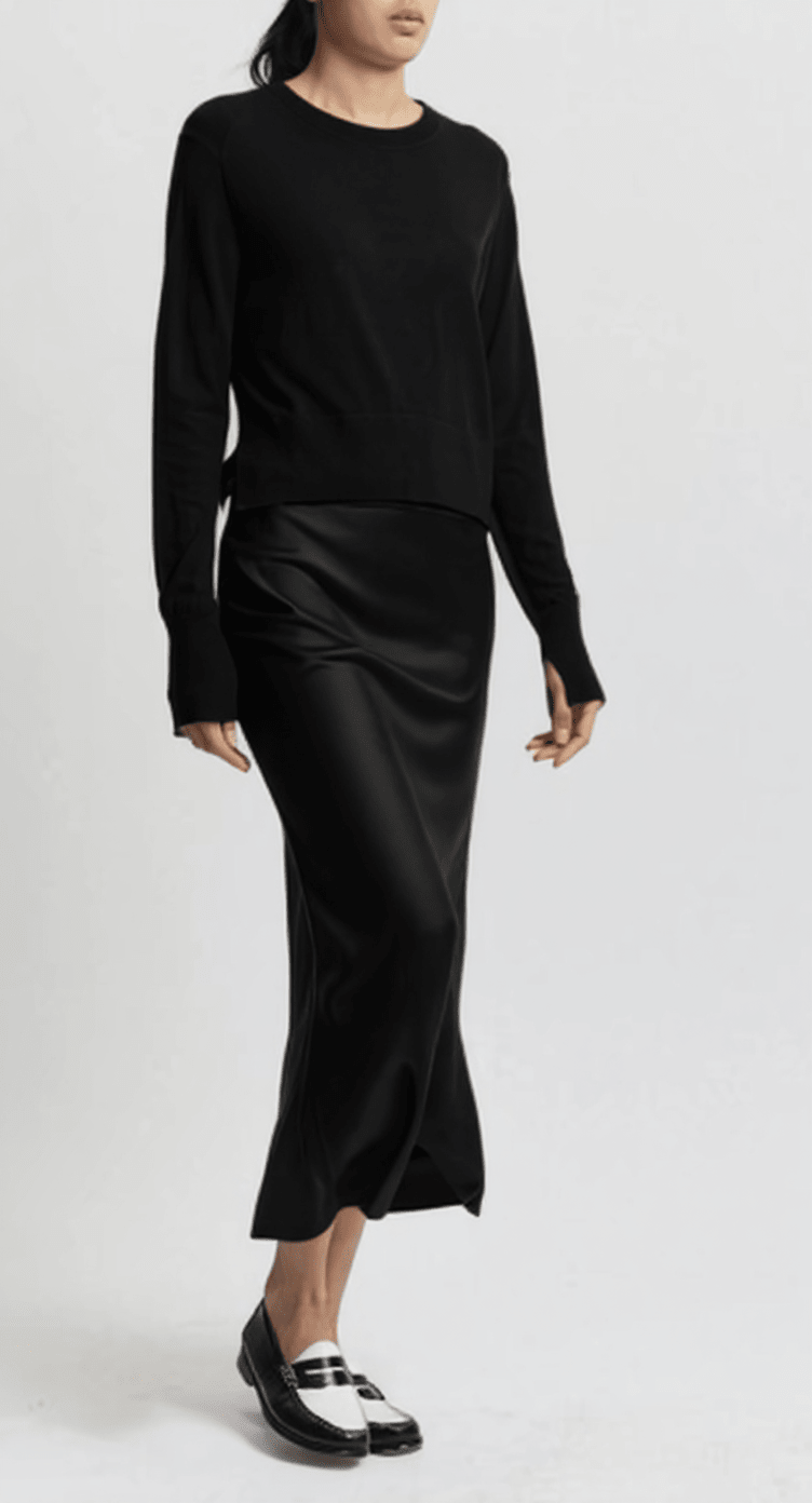 Elodie Layered Crewneck Knit in Black - Saint Art