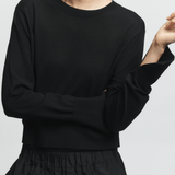 Elodie Layered Crewneck Knit in Black - Saint Art
