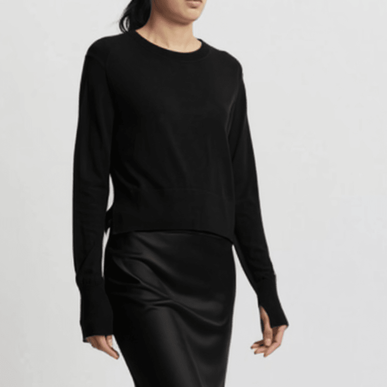 Elodie Layered Crewneck Knit in Black - Saint Art