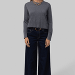 Elodie Layered Crewneck Knit in Grey - Saint Art