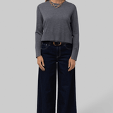 Elodie Layered Crewneck Knit in Grey - Saint Art