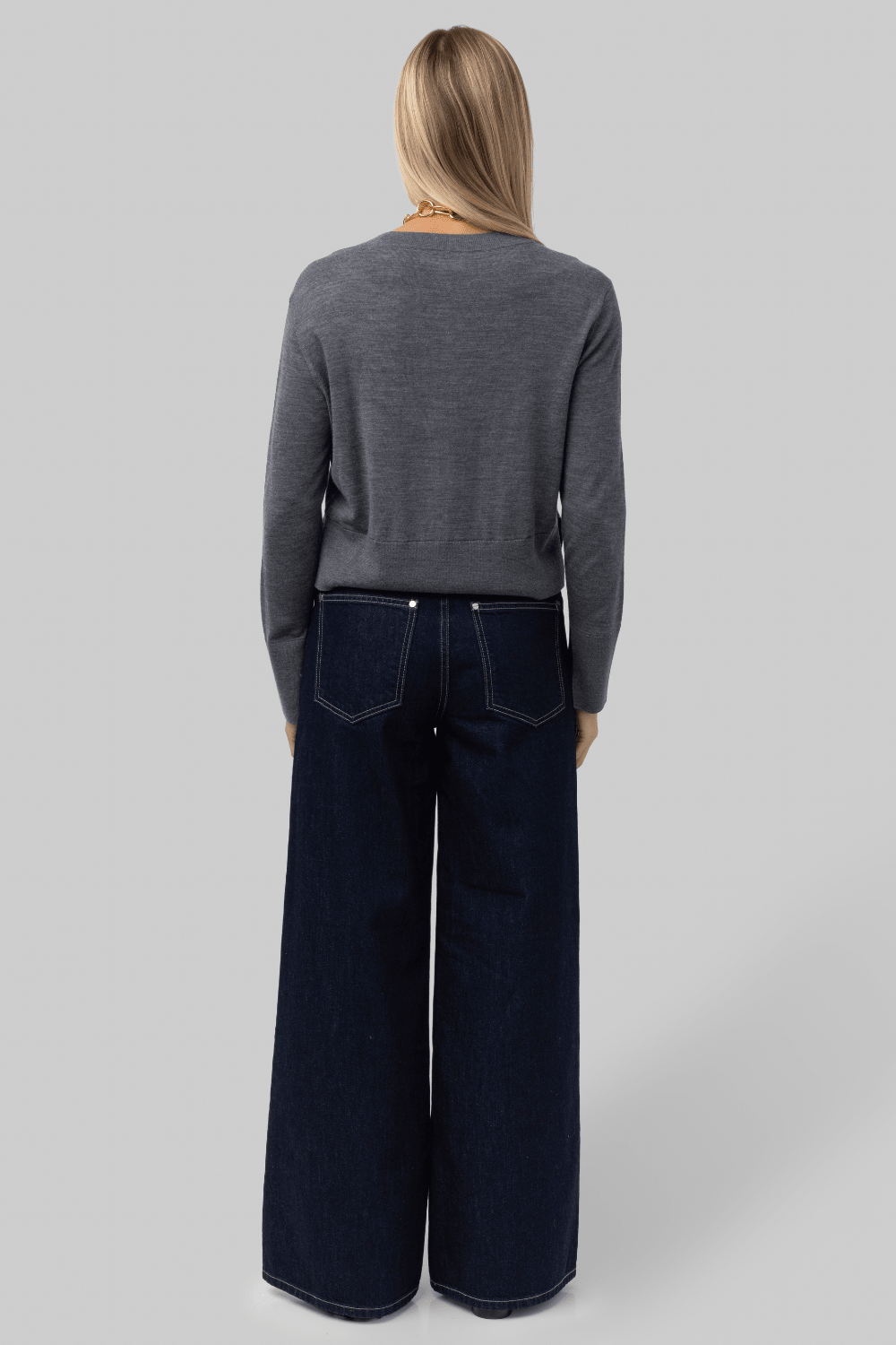 Elodie Layered Crewneck Knit in Grey - Saint Art