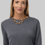 Elodie Layered Crewneck Knit in Grey - Saint Art